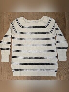 GAP Cream and Navy Striped Scoopneck Sweater
